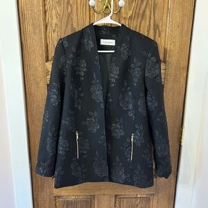 Calvin Klein Black Floral Women's Blazer Jacket Size 10